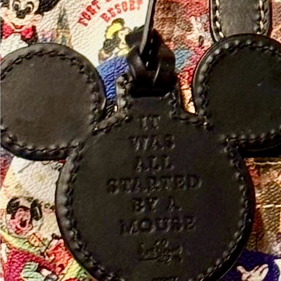 ORIGINAL Dooney & Bourke 1975 Disney Mickey Collage Leather Tote with Black Trim - Picture 4 of 5